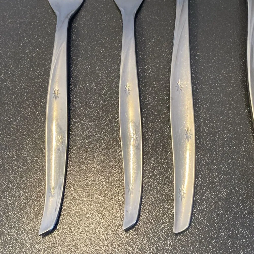 Vintage Atomic Star Starburst Dixon Deluxe Stainless Steel Flatware 1960's Japan